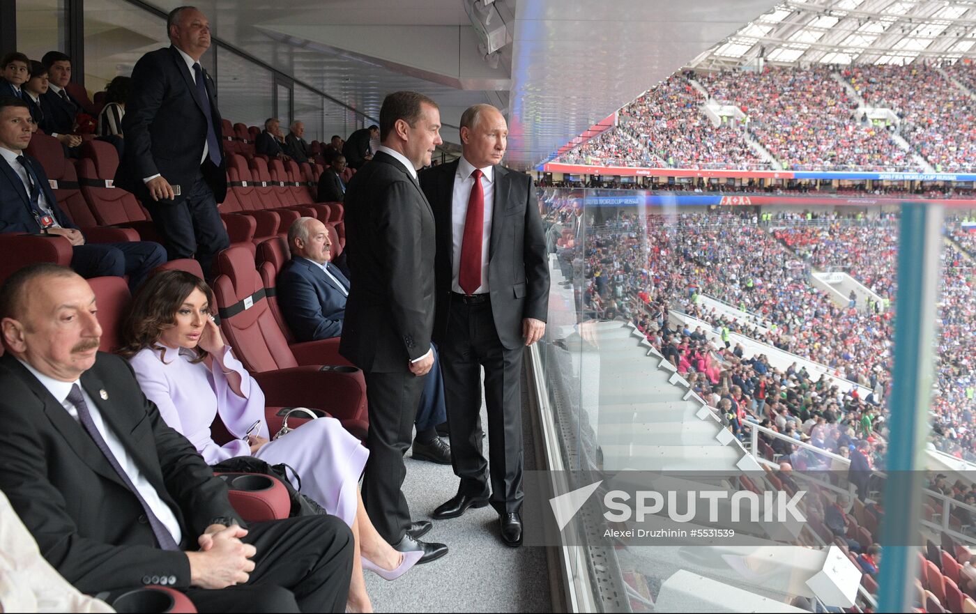 President Putin, PM Medvedev attend 2018 FIFA World Cup opening match between Russia and Saudi Arabia