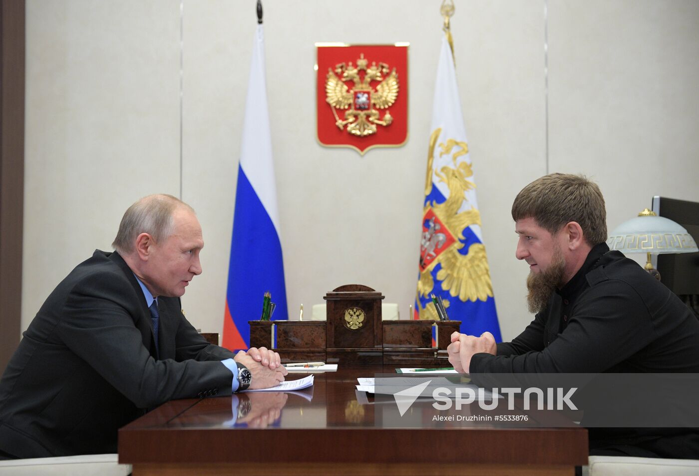 Russian President Vladimir Putin meets with Chechen leader Ramzan Kadyrov