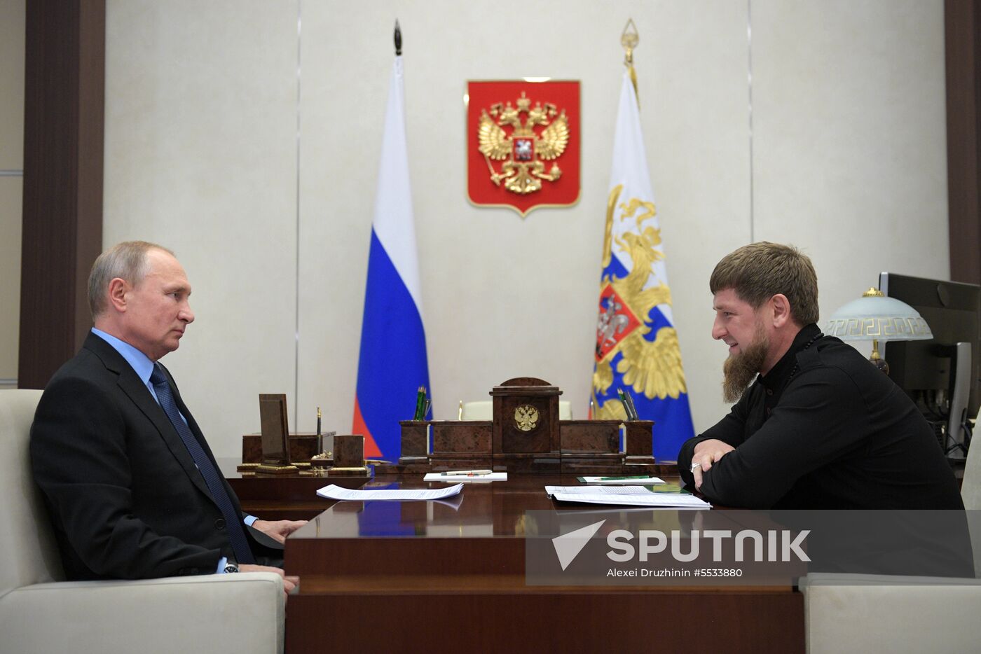 Russian President Vladimir Putin meets with Chechen leader Ramzan Kadyrov