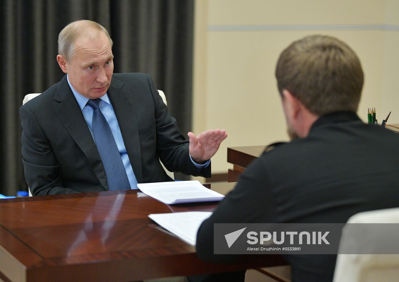 Russian President Vladimir Putin meets with Chechen leader Ramzan Kadyrov