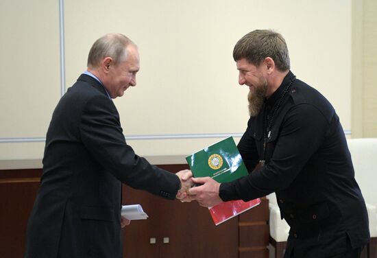 Russian President Vladimir Putin meets with Chechen leader Ramzan Kadyrov