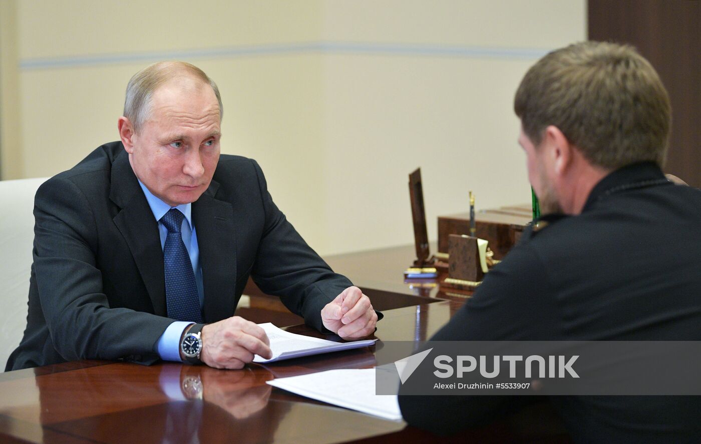 Russian President Vladimir Putin meets with Chechen leader Ramzan Kadyrov