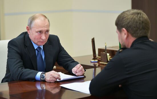 Russian President Vladimir Putin meets with Chechen leader Ramzan Kadyrov