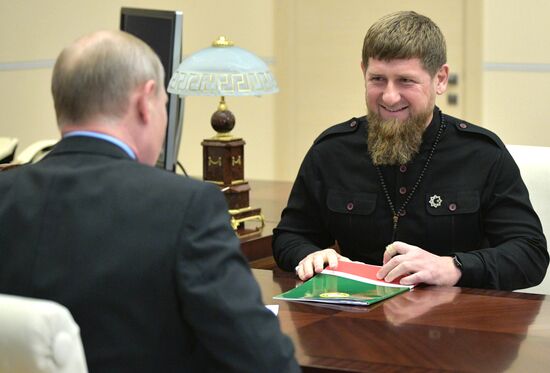 Russian President Vladimir Putin meets with Chechen leader Ramzan Kadyrov