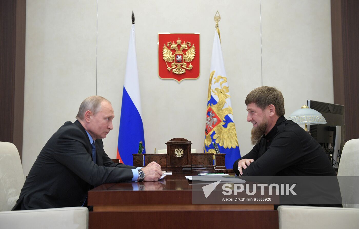 Russian President Vladimir Putin meets with Chechen leader Ramzan Kadyrov