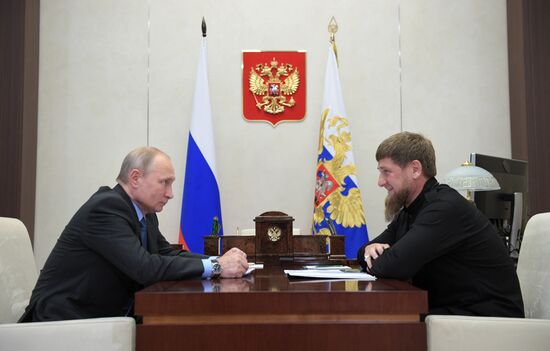 Russian President Vladimir Putin meets with Chechen leader Ramzan Kadyrov