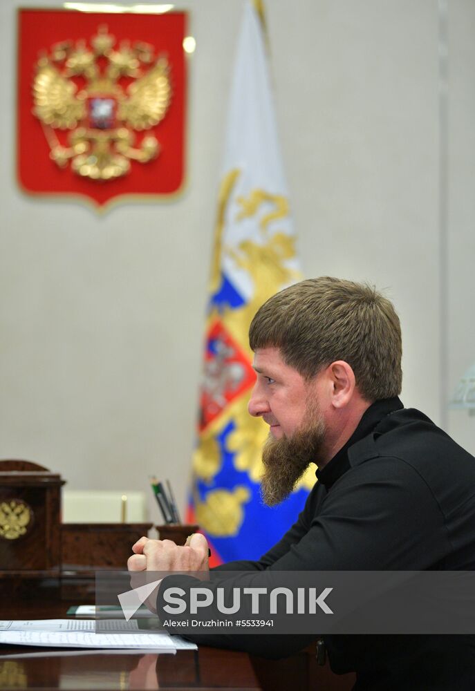 Russian President Vladimir Putin meets with Chechen leader Ramzan Kadyrov