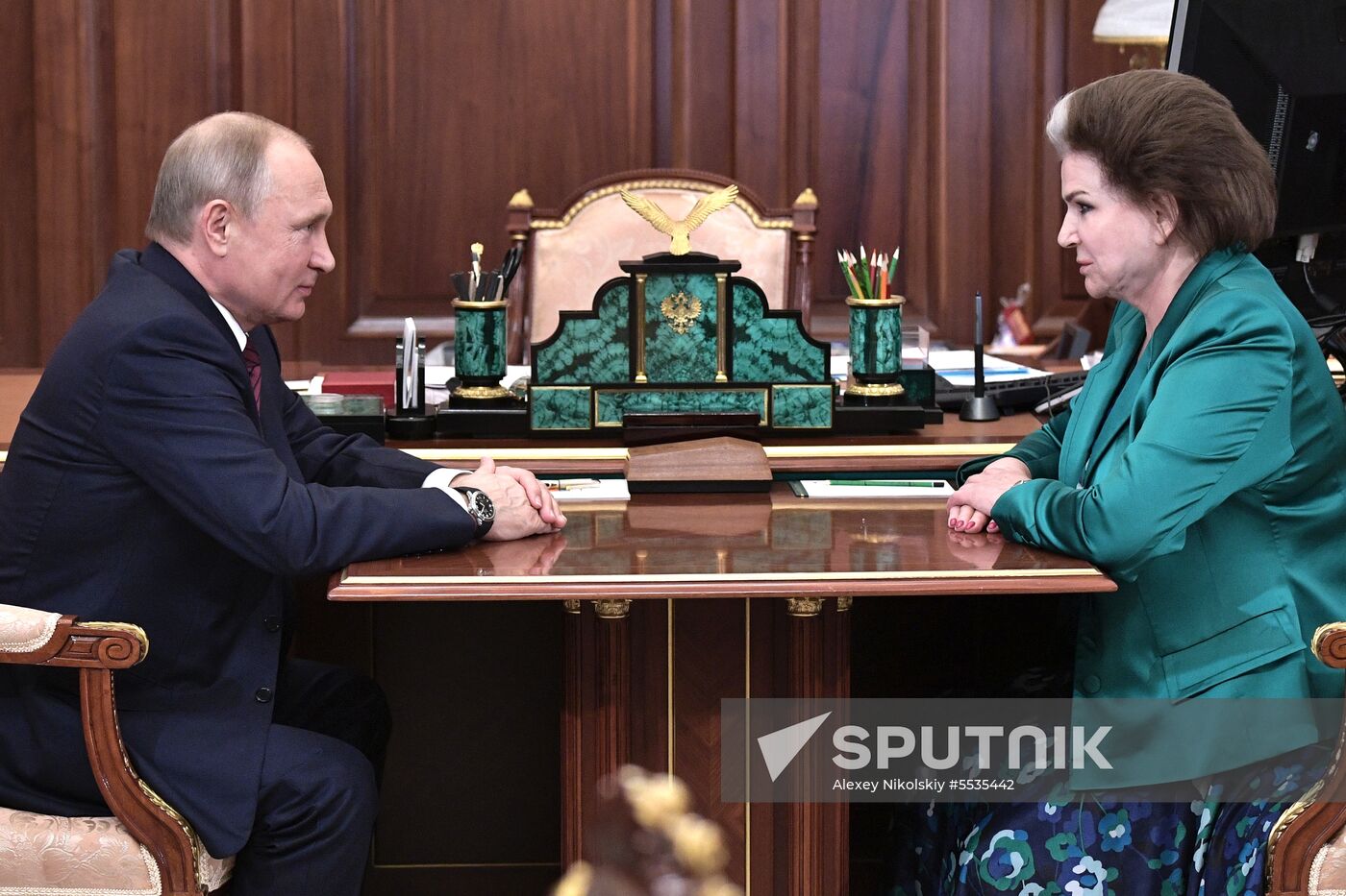 President Vladimir Putin meets with pilot and cosmonaut Valentina Tereshkova