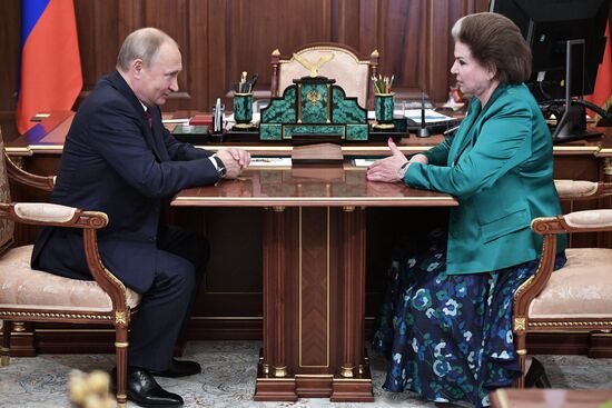 President Vladimir Putin meets with pilot and cosmonaut Valentina Tereshkova