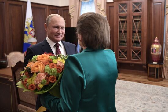 President Vladimir Putin meets with pilot and cosmonaut Valentina Tereshkova