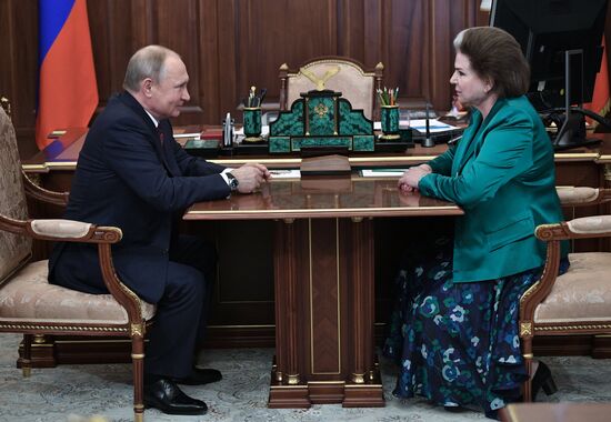 President Vladimir Putin meets with pilot and cosmonaut Valentina Tereshkova