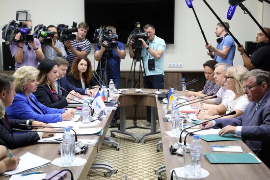 High commissioner for human rights in Russia Tatyana Moskalkova meets with her Ukrainian colleague Lyudmila Denisova