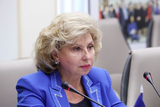 High commissioner for human rights in Russia Tatyana Moskalkova meets with her Ukrainian colleague Lyudmila Denisova