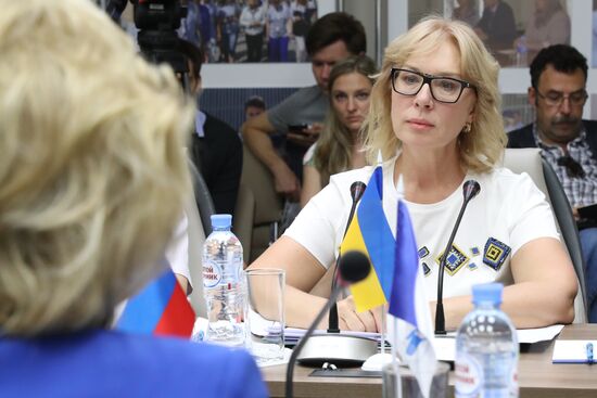 High commissioner for human rights in Russia Tatyana Moskalkova meets with her Ukrainian colleague Lyudmila Denisova