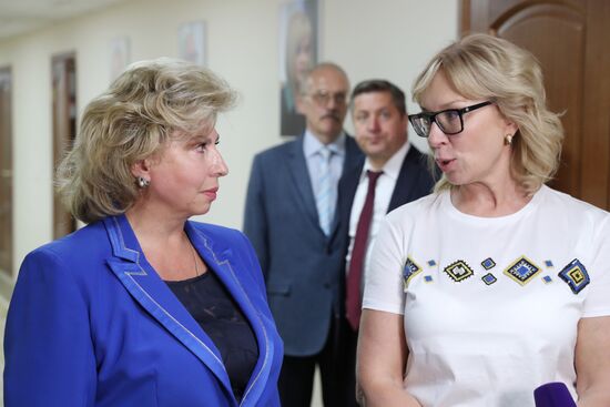 High commissioner for human rights in Russia Tatyana Moskalkova meets with her Ukrainian colleague Lyudmila Denisova