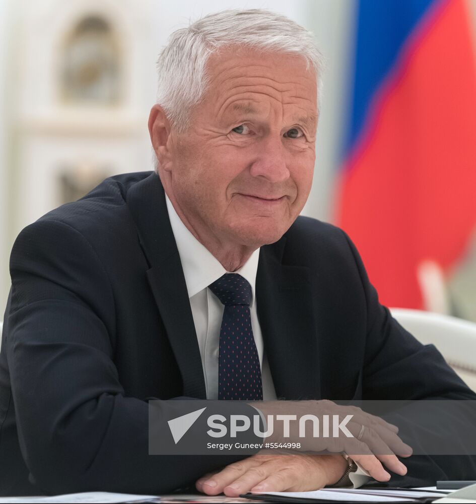 President Vladimir Putin meets with Secretary General of Council of Europe Thorbjorn Jagland