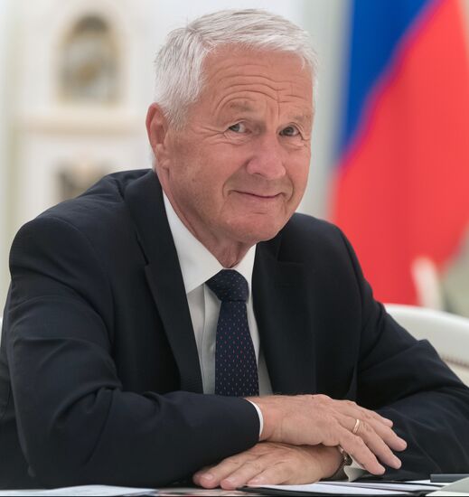 President Vladimir Putin meets with Secretary General of Council of Europe Thorbjorn Jagland