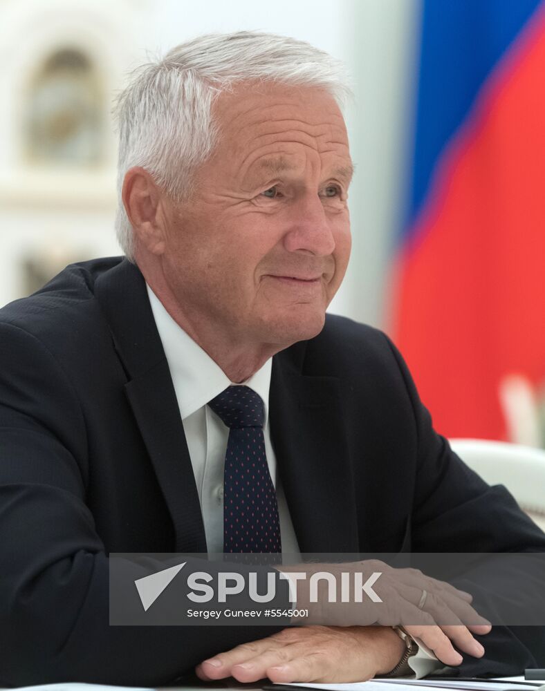 President Vladimir Putin meets with Secretary General of Council of Europe Thorbjorn Jagland