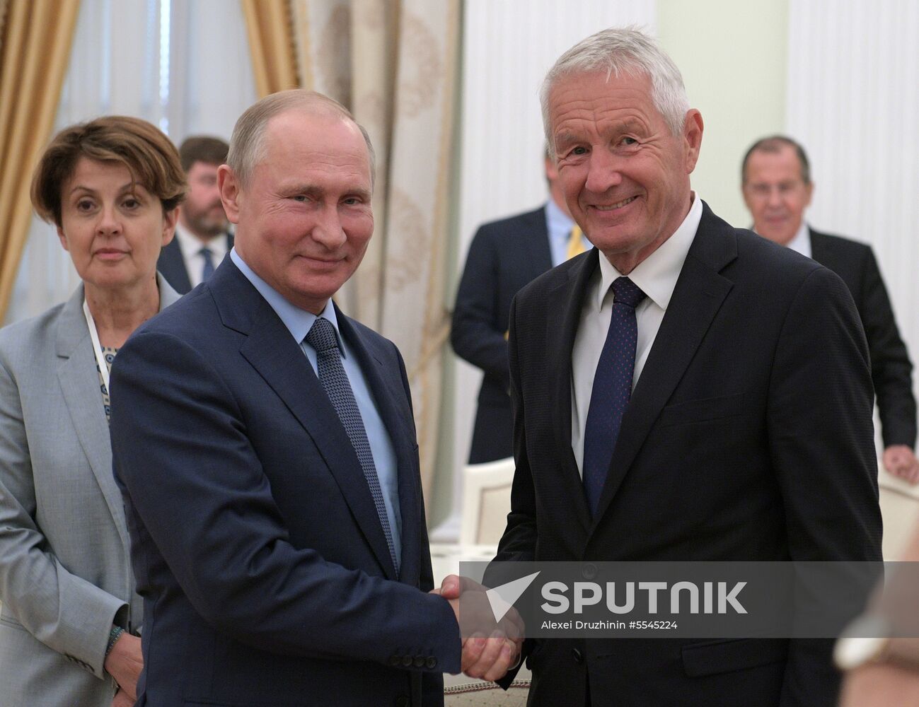 President Vladimir Putin meets with Secretary General of Council of Europe Thorbjorn Jagland