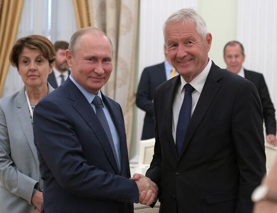 President Vladimir Putin meets with Secretary General of Council of Europe Thorbjorn Jagland