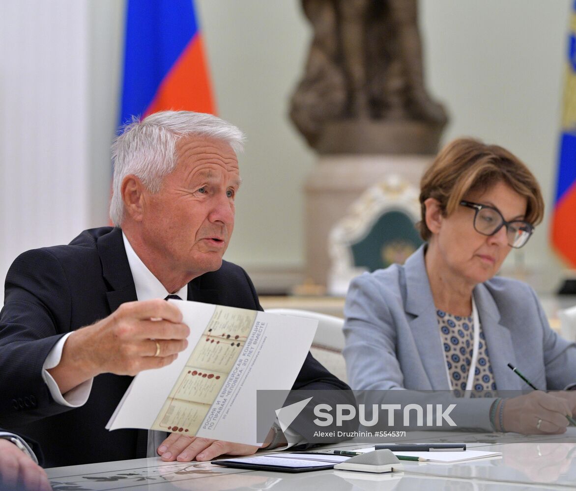 President Vladimir Putin meets with Secretary General of Council of Europe Thorbjorn Jagland