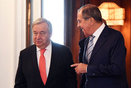 Russian Foreign Minister Sergei Lavrov meets with UN Secretary-General Antonio Guterres