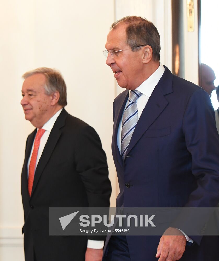 Russian Foreign Minister Sergei Lavrov meets with UN Secretary-General Antonio Guterres