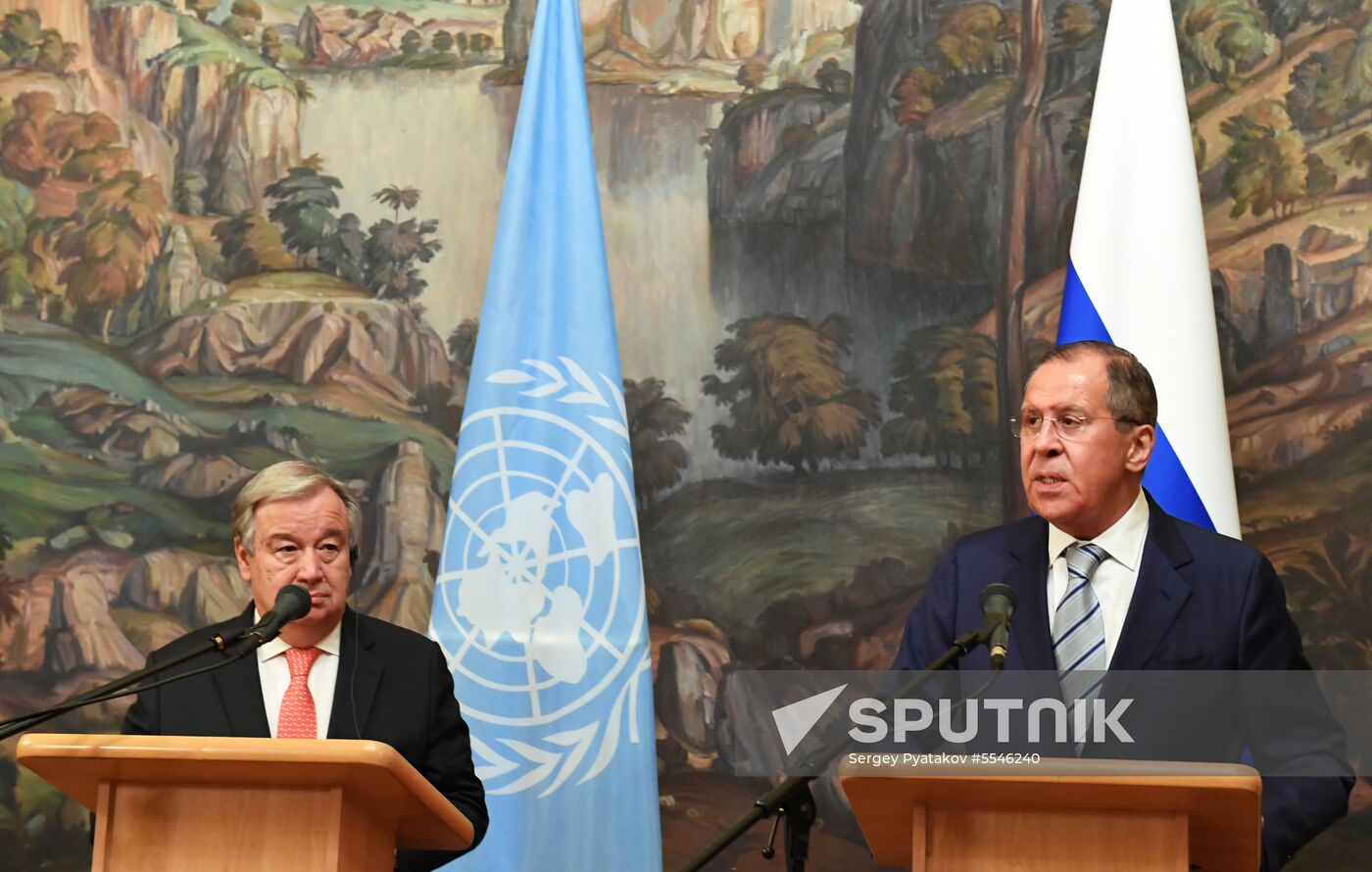 Russian Foreign Minister Sergei Lavrov meets with UN Secretary-General Antonio Guterres