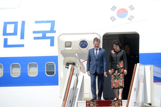 President of South Korea Moon Jae-in arrives in Moscow