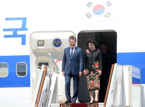 President of South Korea Moon Jae-in arrives in Moscow
