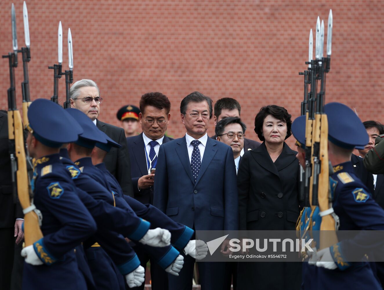 President of South Korea Moon Jae-in lays flowers at Tomb of the Unknown Soldier