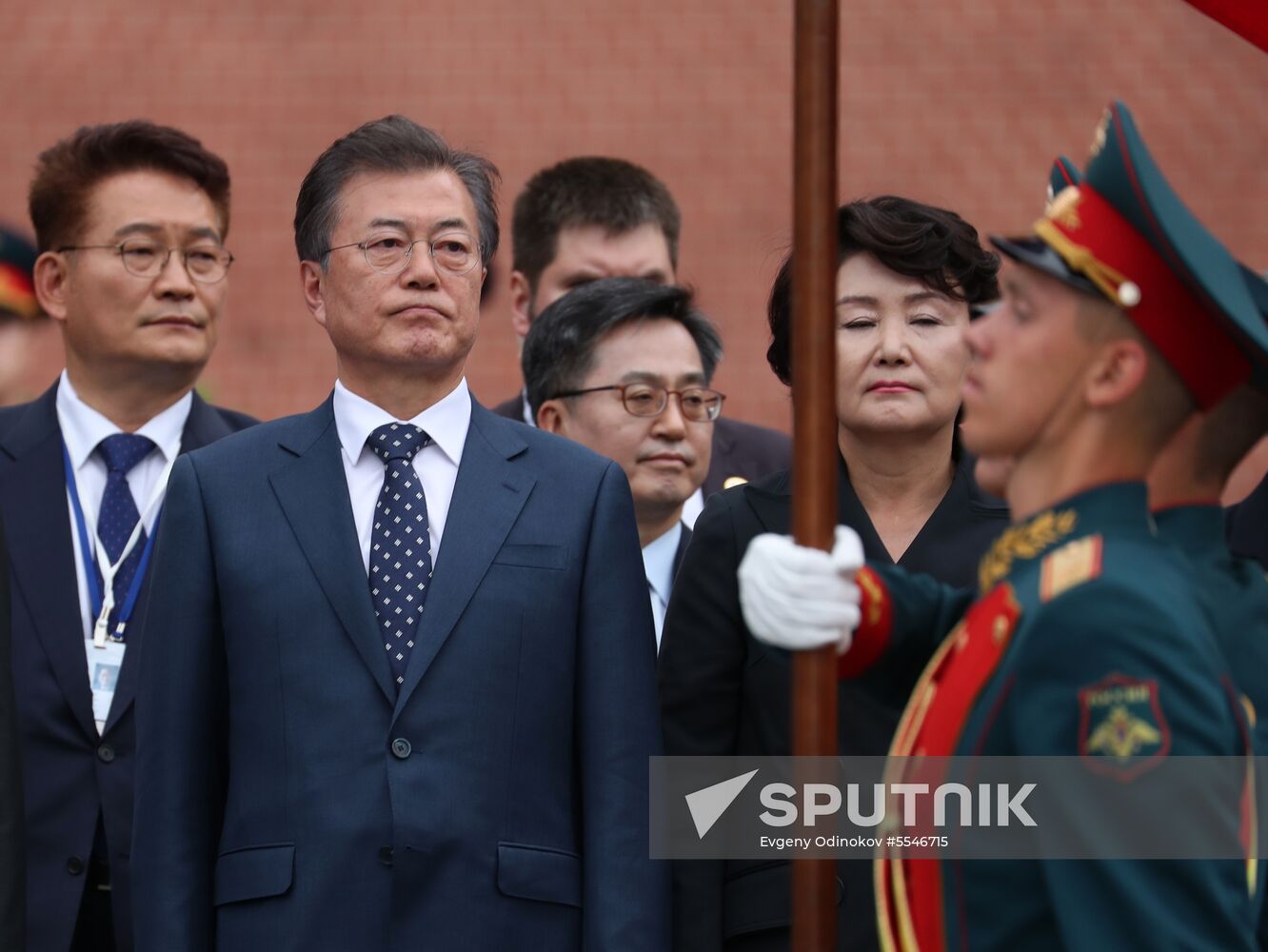 President of South Korea Moon Jae-in lays flowers at Tomb of the Unknown Soldier