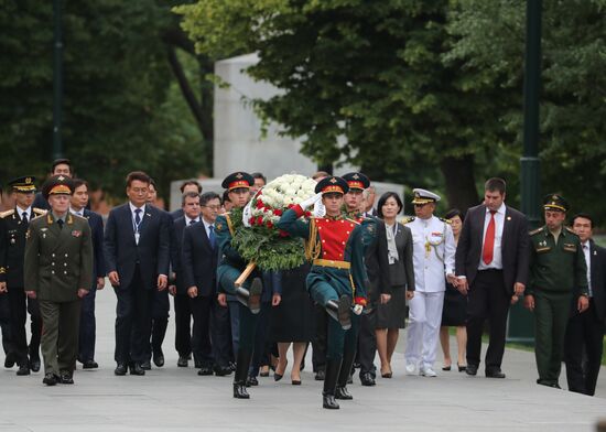 President of South Korea Moon Jae-in lays flowers at Tomb of the Unknown Soldier