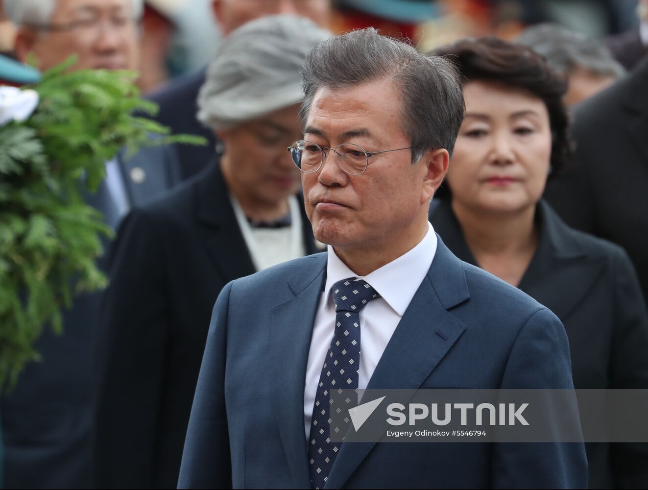 President of South Korea Moon Jae-in lays flowers at Tomb of the Unknown Soldier