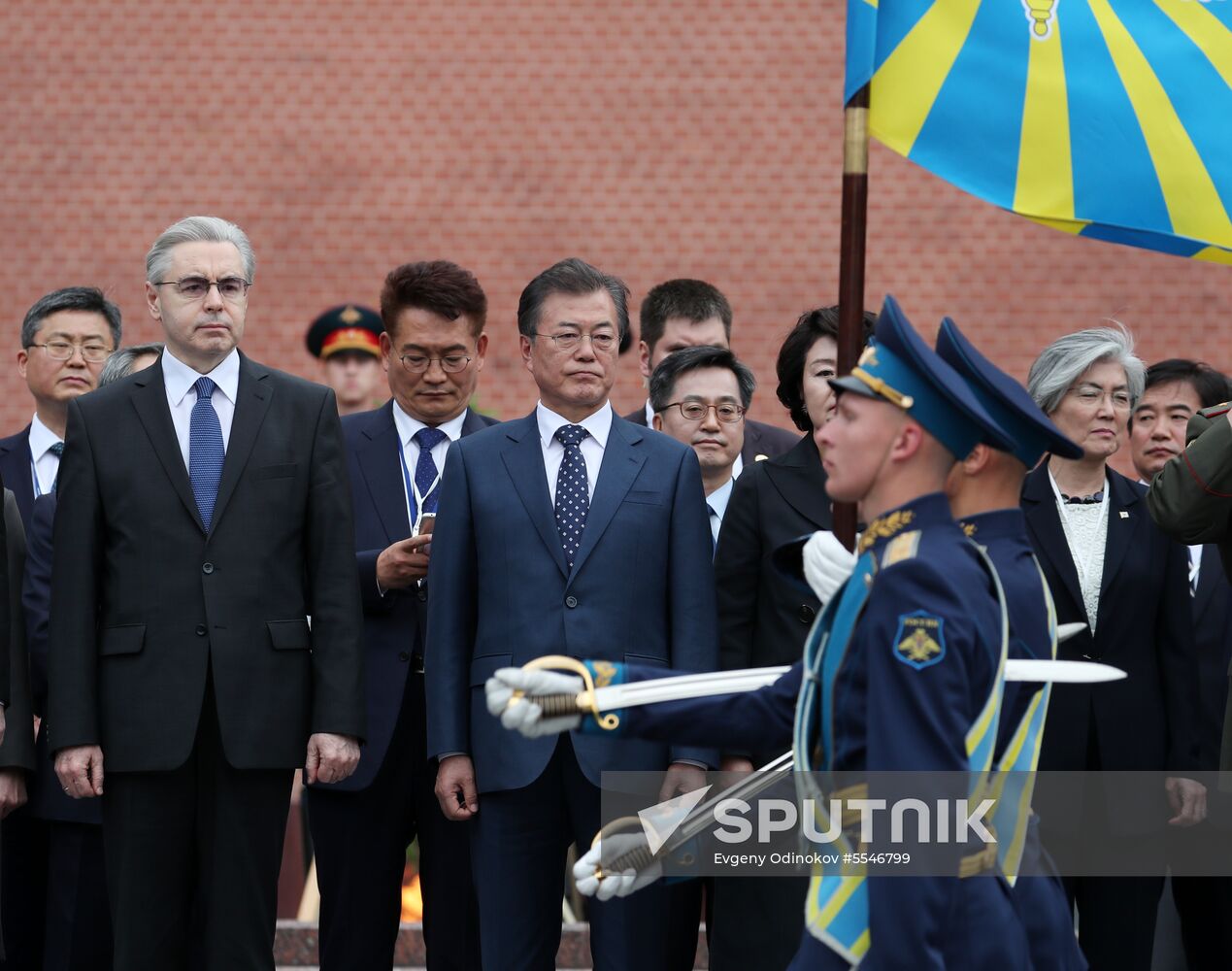 President of South Korea Moon Jae-in lays flowers at Tomb of the Unknown Soldier
