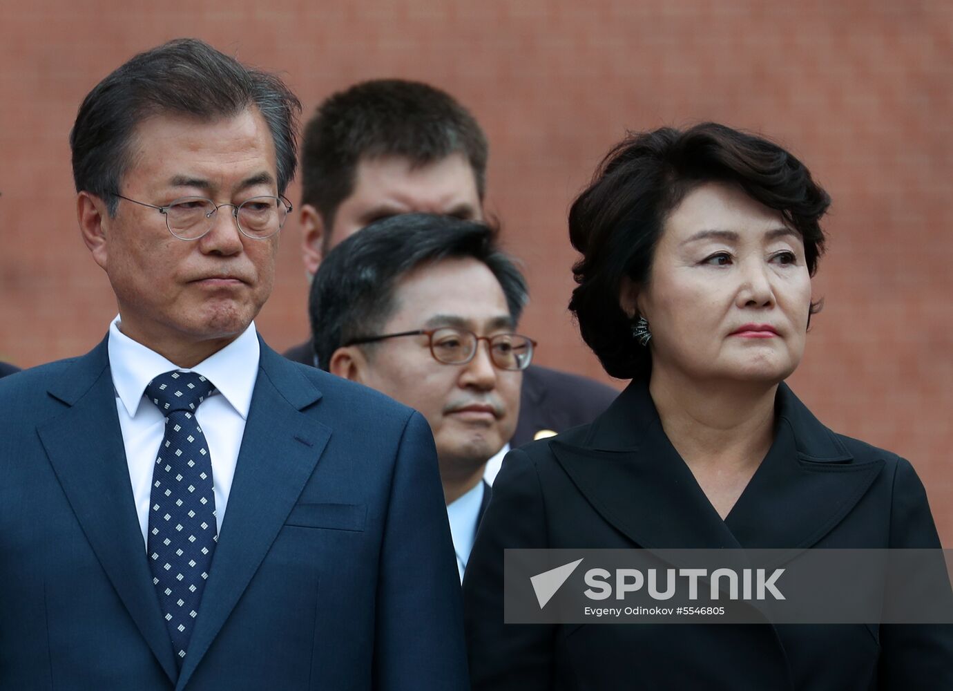 President of South Korea Moon Jae-in lays flowers at Tomb of the Unknown Soldier