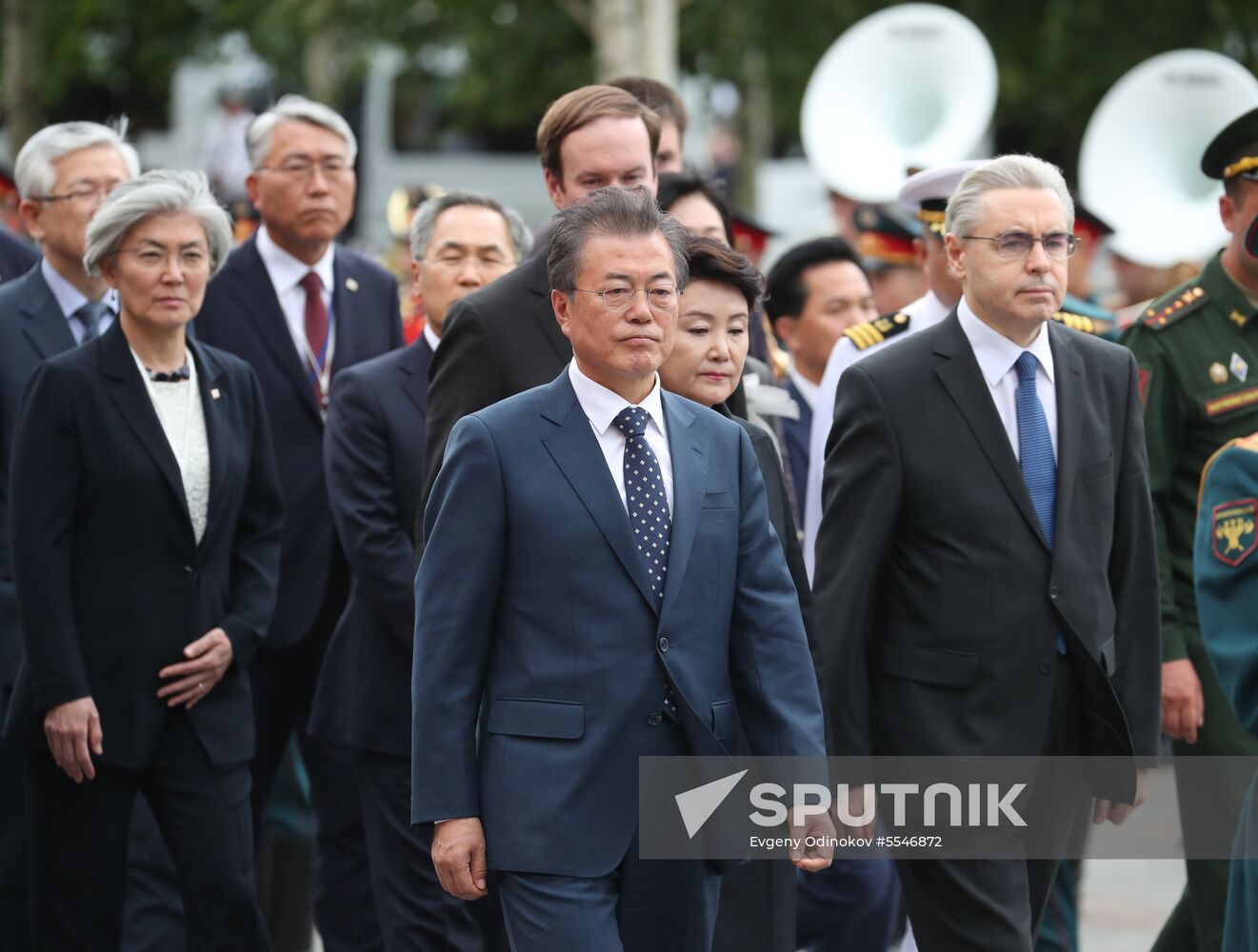 President of South Korea Moon Jae-in lays flowers at Tomb of the Unknown Soldier