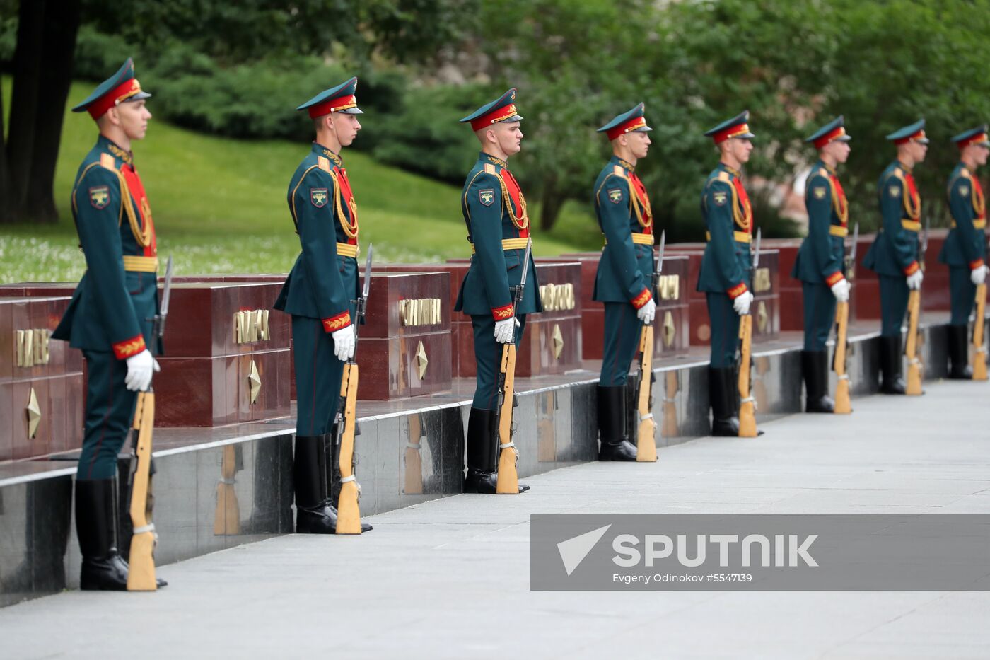 President of South Korea Moon Jae-in lays flowers at Tomb of the Unknown Soldier