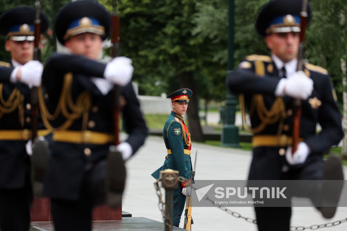 President of South Korea Moon Jae-in lays flowers at Tomb of the Unknown Soldier