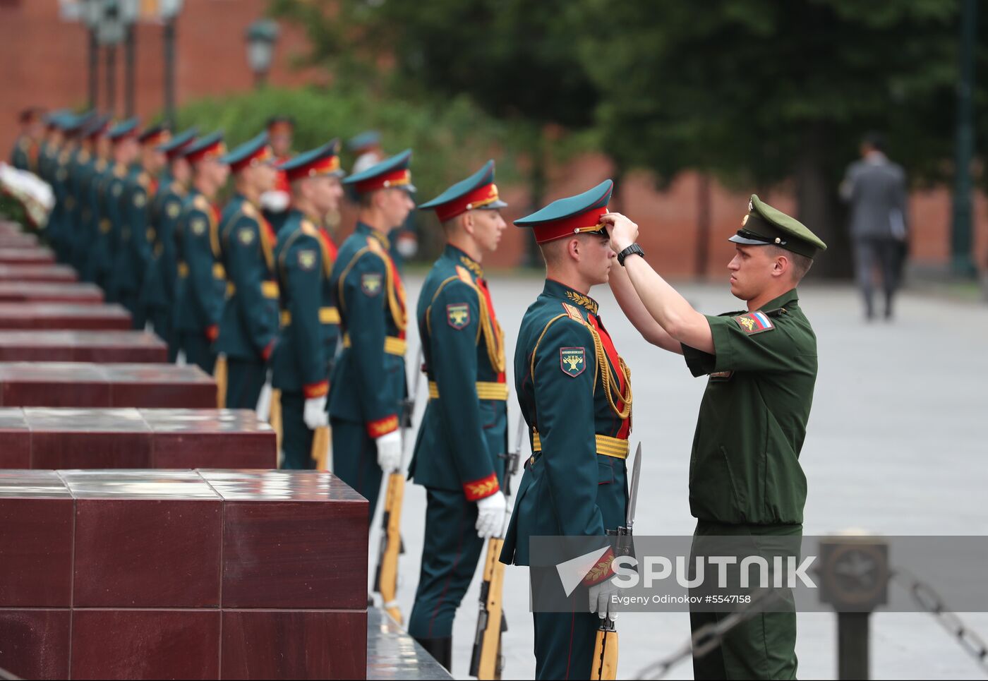 President of South Korea Moon Jae-in lays flowers at Tomb of the Unknown Soldier
