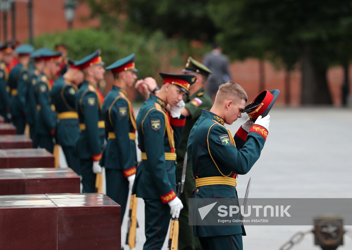 President of South Korea Moon Jae-in lays flowers at Tomb of the Unknown Soldier