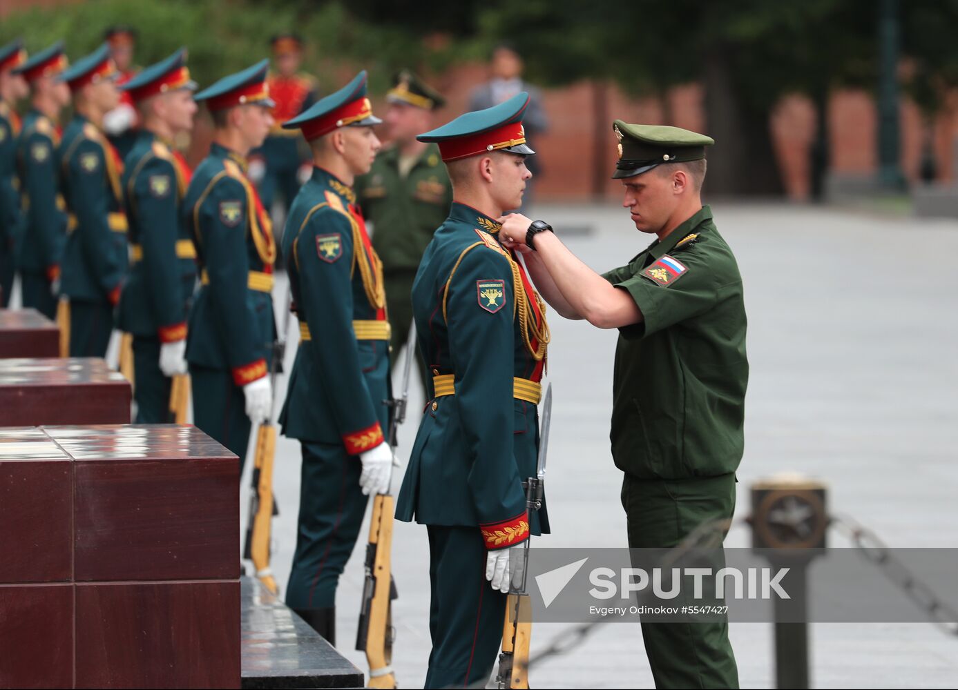 President of South Korea Moon Jae-in lays flowers at Tomb of the Unknown Soldier