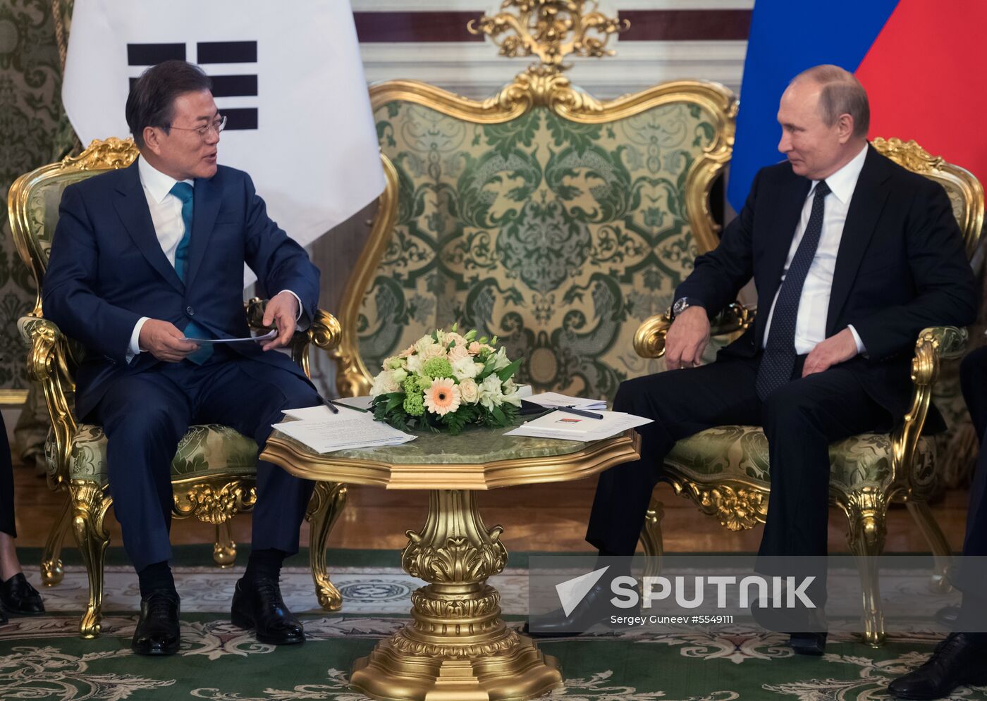 Russian President Vladimir Putin meets with President of Republic of Korea Moon Jae-in