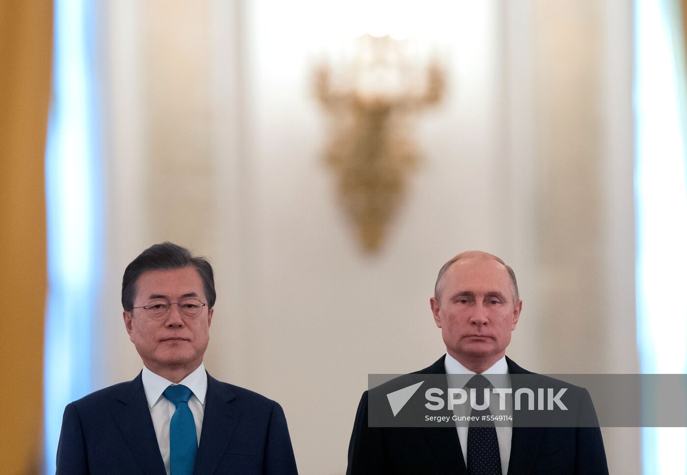 Russian President Vladimir Putin meets with President of Republic of Korea Moon Jae-in