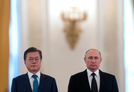 Russian President Vladimir Putin meets with President of Republic of Korea Moon Jae-in