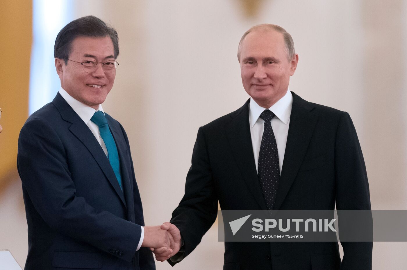 Russian President Vladimir Putin meets with President of Republic of Korea Moon Jae-in