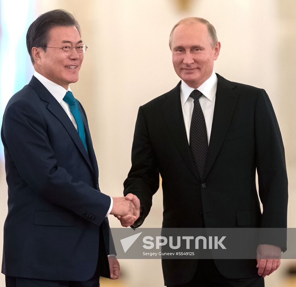 Russian President Vladimir Putin meets with President of Republic of Korea Moon Jae-in