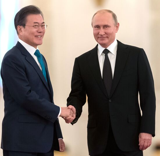 Russian President Vladimir Putin meets with President of Republic of Korea Moon Jae-in