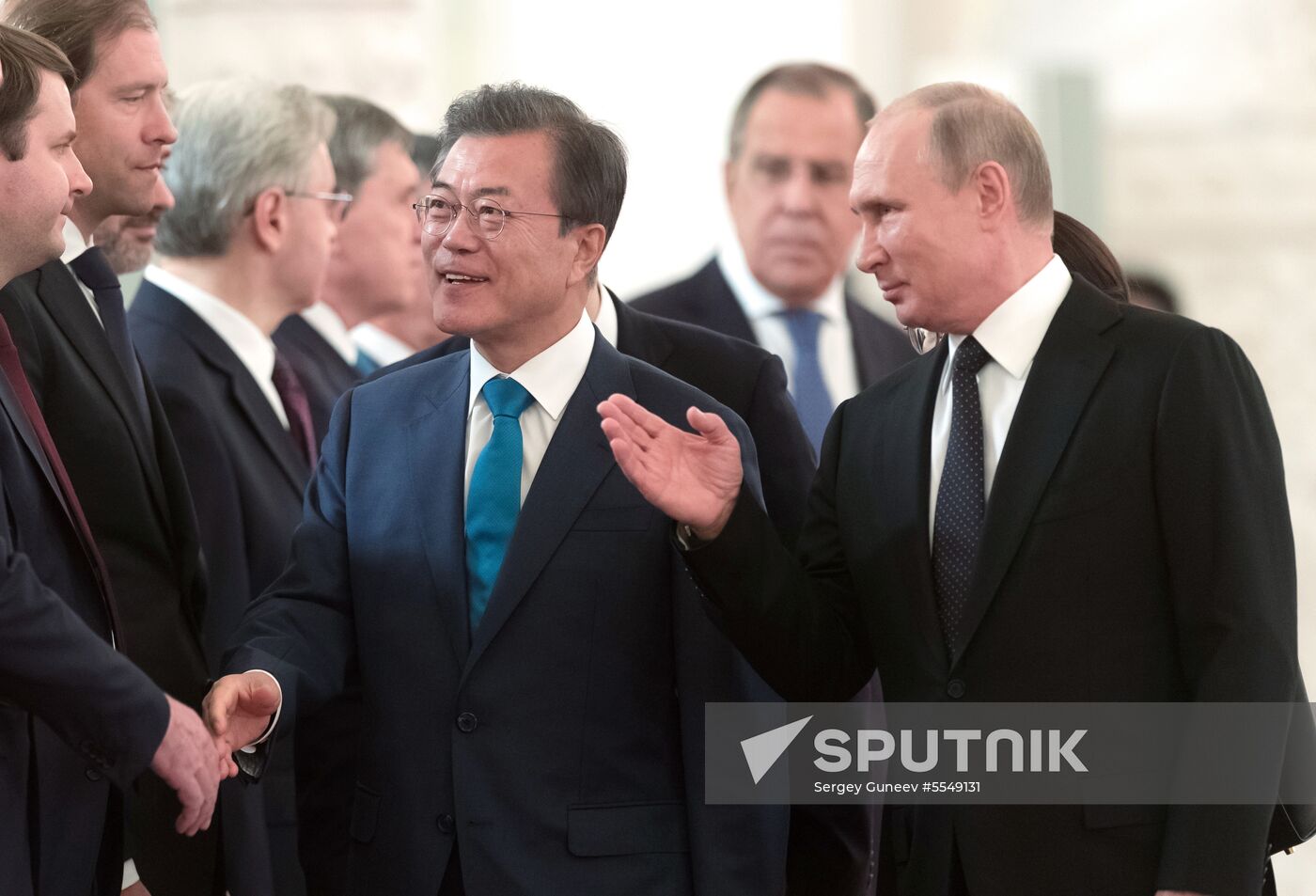 Russian President Vladimir Putin meets with President of Republic of Korea Moon Jae-in