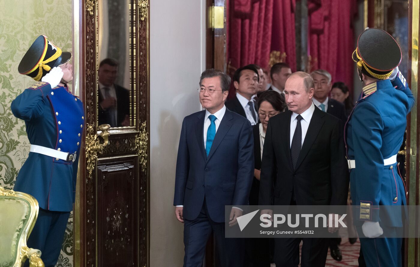 Russian President Vladimir Putin meets with President of Republic of Korea Moon Jae-in